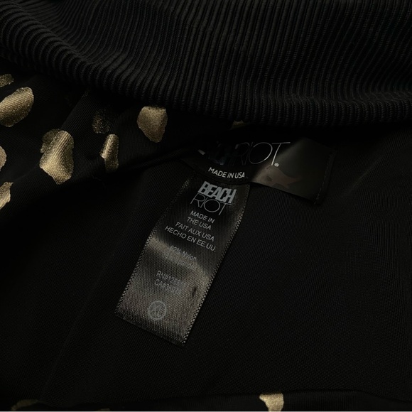 New! Beach Riot Carlie tie waist one piece swimsuit black gold 27949 - Picture 9 of 11